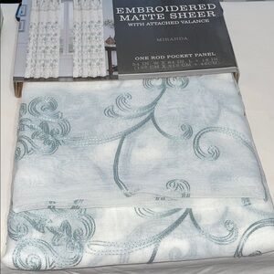 Miranda Embroidered Sheer Curtains - White and Blue